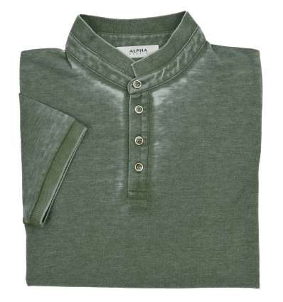 ALPHA uomo maglia T-shirt serafino verde dévoré AU-2552U 8323 MIRTO