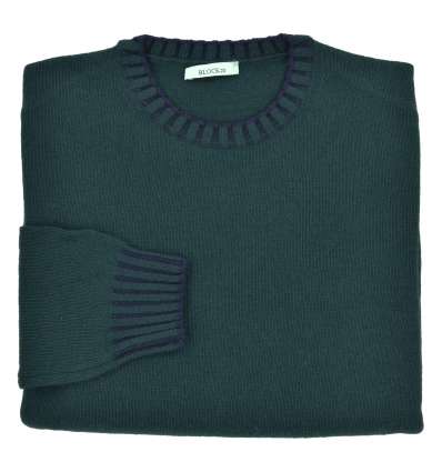 BLOCK23 uomo maglia girocollo verde lana e cashmere M 0730 G 04308