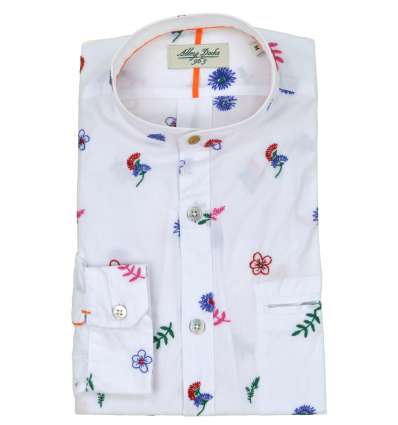 ALLEY DOCKS 963 uomo camicia bianco fantasia fiori AU21S06CA WHITE