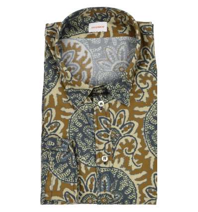 OFFICINA 36 uomo camicia marrone fantasia 100% cotone 0374208274 MORO