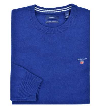 GANT uomo maglia pullover girocollo lana blu 86211 436 COLLEGE BLUE