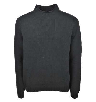 BLOCK23 uomo maglia pullover lupetto nero misto lana M 0752 L 00015