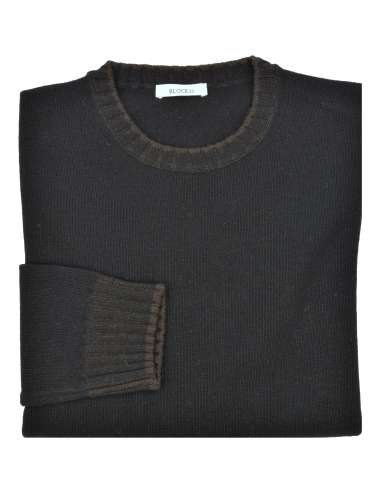 BLOCK23 uomo maglia girocollo nero lana e cashmere M 0730 G 04303