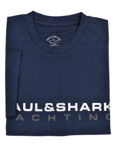 PAUL & SHARK uomo maglia T-shirt blu stampa REFLEX 21411020 013