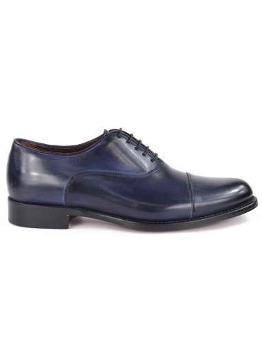 J.J. ITALIAN LUXURY ARTCRAFT uomo scarpa oxford pelle blu 853 BASIC