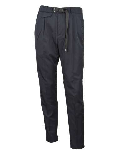 WHITESAND uomo pantalone chino blu con elastico e pince SU12 BRAD 037