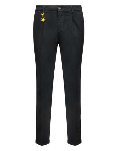 MANUEL RITZ man black chino trousers with pince slim fit 3332P1428T 99