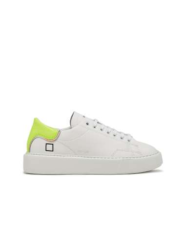 D.A.T.E. woman SFERA FLUO WHITE-YELLOW white leather sneakers shoe