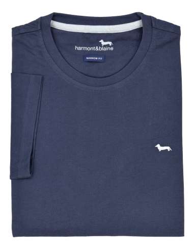 HARMONT & BLAINE uomo maglia T-shirt blu NARROW IN1001 N21055 801