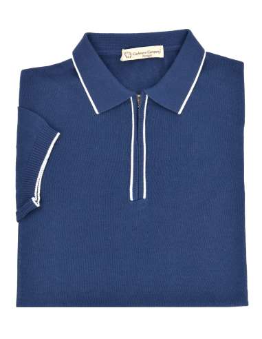 CASHMERE COMPANY uomo maglia polo con zip blu EU203540 169