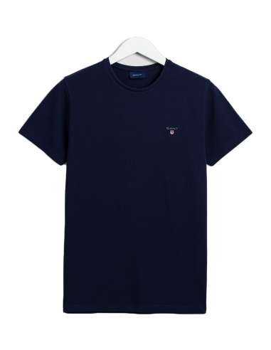 GANT uomo maglia T-shirt pique blu SLIM FIT 2023017 433 EVENING BLUE