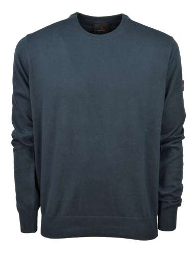 PEUTEREY uomo EXMOOR 05 215 maglia paricollo tricot misto lana blu