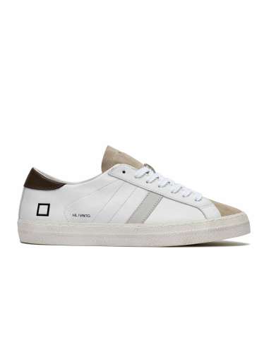 D.A.T.E. man HILL LOW VINTAGE CALF WHITE-T.MORO white leather sneakers