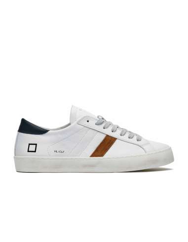 D.A.T.E. man HILL LOW CALF WHITE-BLUE white leather sneakers