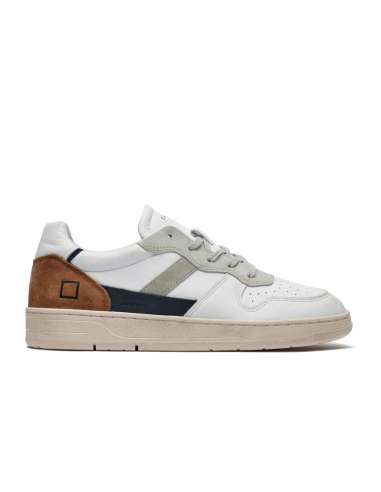 D.A.T.E. man COURT 2.0 VINTAGE CALF WHITE-CAMEL leather and suede sneakers