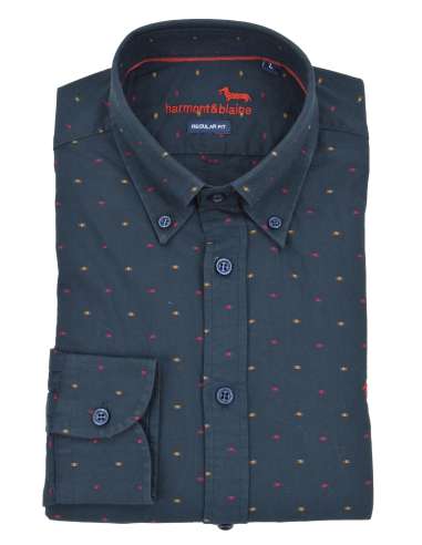 HARMONT & BLAINE man blue micro dots shirt CRK001 B 012604 801