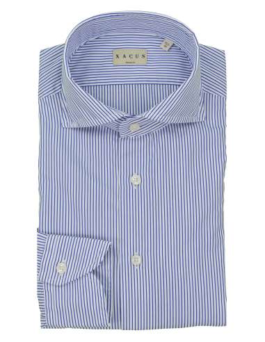 XACUS man blue striped shirt tailor fit 11232.004 721ML WASHED SHIRT