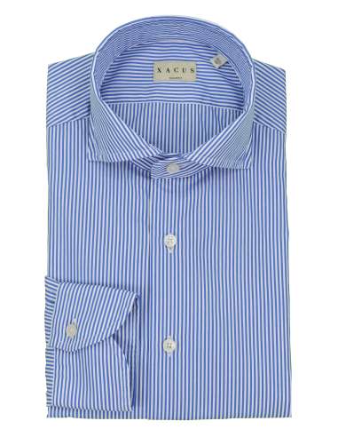 XACUS man blue striped shirt tailor fit 11232.079 721ML WASHED SHIRT