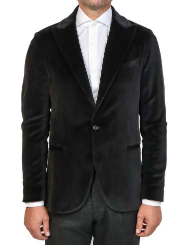 CIRCOLO 1901 uomo giacca blazer un bottone velluto nero CN4046 007