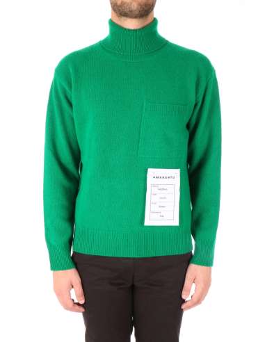 AMARANTO uomo maglia dolcevita pura lana verde B9R0023 SMERALDO