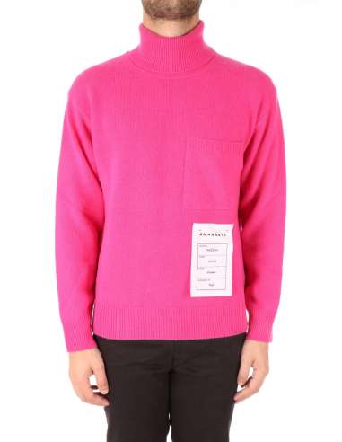 AMARANTO man pink 100% wool turtleneck sweater B9R0023 LAMPONE