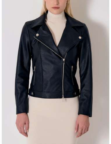 VICOLO woman black eco leather perfecto jacket TR1333