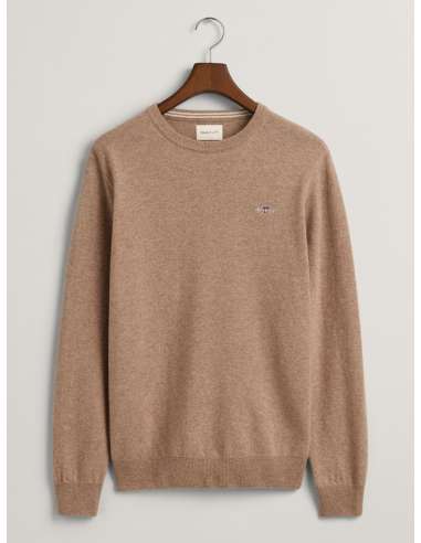 GANT man beige lambswool crew neck sweater 87211 295 DARK SAND