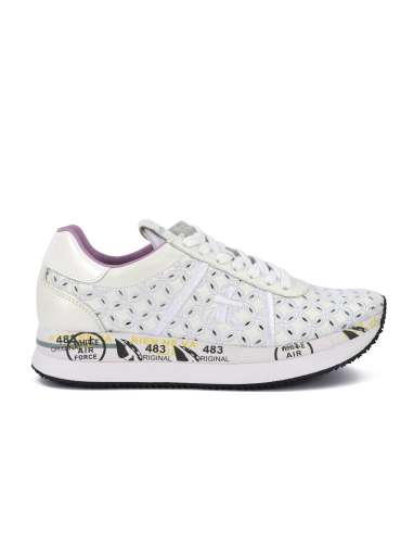 PREMIATA woman CONNY 6749 white leather sneakers with embroidery