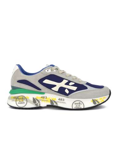 PREMIATA man MOERUN 6334 gray blue leather and fabric sneakers shoes