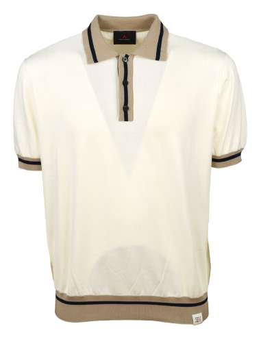 PEUTEREY uomo ROLLE 730AT maglia polo tricot beige con contrasti