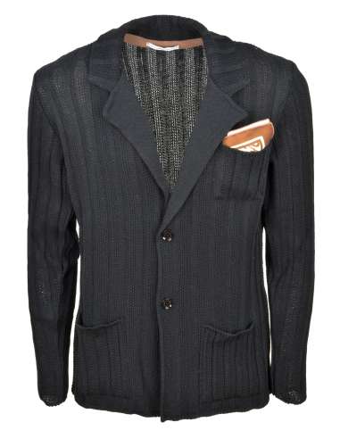 DANIELE ALESSANDRINI GREY man black knitted blazer jacket FG931254400 1