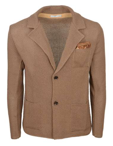 DANIELE ALESSANDRINI GREY man brown knitted blazer jacket FG907414400 24