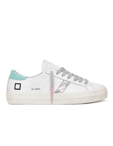 D.A.T.E. donna HILL LOW VINTAGE CALF WHITE-MINT scarpa sneakers bianco