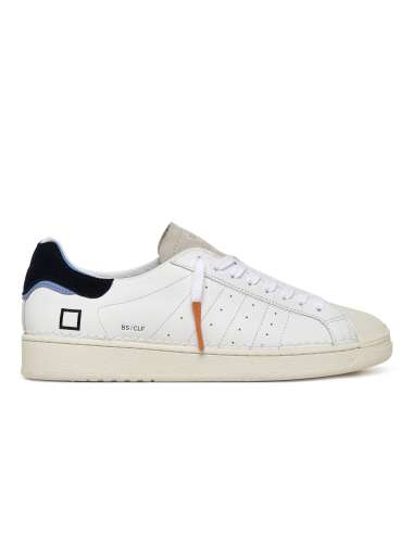 D.A.T.E. uomo BASE CALF WHITE-BLUE scarpa sneakers in pelle bianco