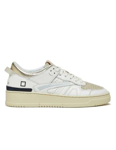 D.A.T.E. donna TORNEO SHINY WHITE-BEIGE scarpa sneaker pelle bianco