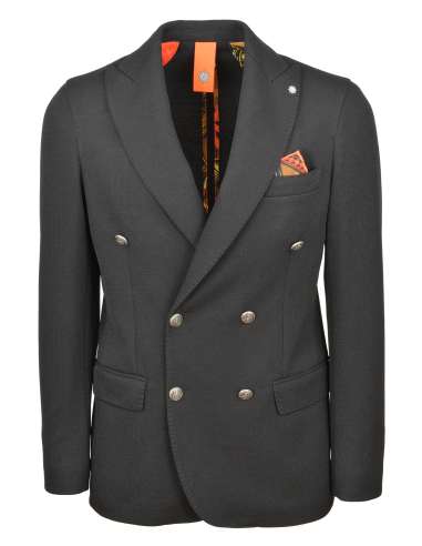 BHARNABA uomo giacca blazer doppiopetto stretch nero GABON GKS907