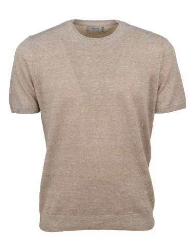 FERRANTE man linen blend melange beige T-shirt 51R21110 207