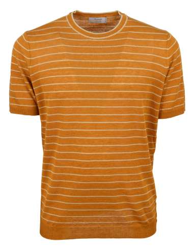 FERRANTE uomo maglia T-shirt tricot righe arancione 51R21102 605