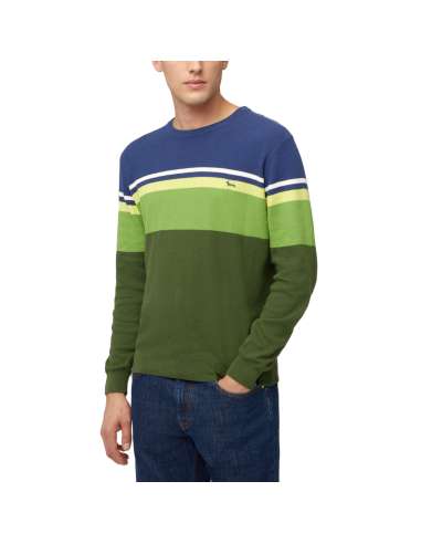 HARMONT & BLAINE man green striped summer sweater HRL628 030763 629