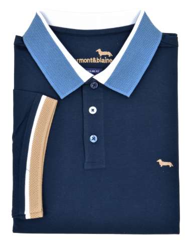 HARMONT & BLAINE uomo maglia polo collo 3D blu LRL378 021745 801