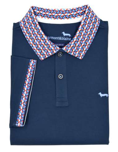 HARMONT & BLAINE uomo maglia polo stampata blu LRL375 021215 801