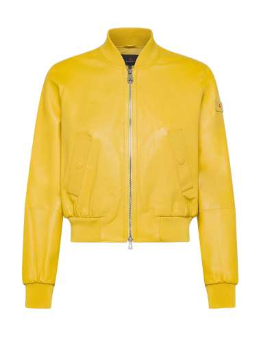 PEUTEREY woman CHOISYA LEATHER ACC 581 yellow leather bomber jacket
