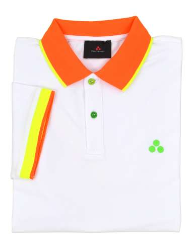 PEUTEREY man NEW SELANDINA 02 730 white polo shirt with fluo collar