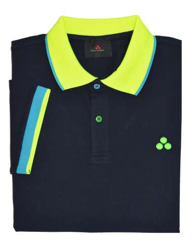 PEUTEREY man NEW SELANDINA 02 215 blue polo shirt with fluo collar