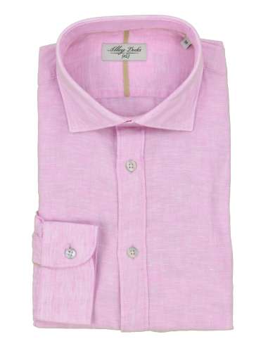 ALLEY DOCKS 963 uomo camicia rosa 100% lino AU24S02CA PINK