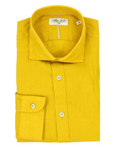 ALLEY DOCKS 963 uomo camicia giallo 100% lino AU24S02CA YELLOW