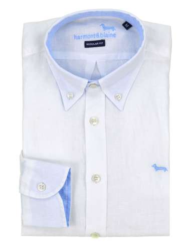 HARMONT & BLAINE man white linen shirt REGULAR CRL014 B 010883 100