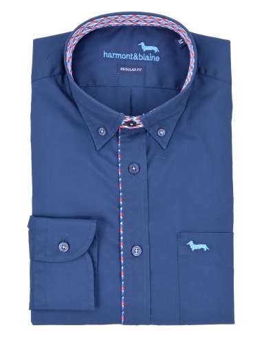 HARMONT & BLAINE man blue shirt REGULAR CRL913 M T11759 808