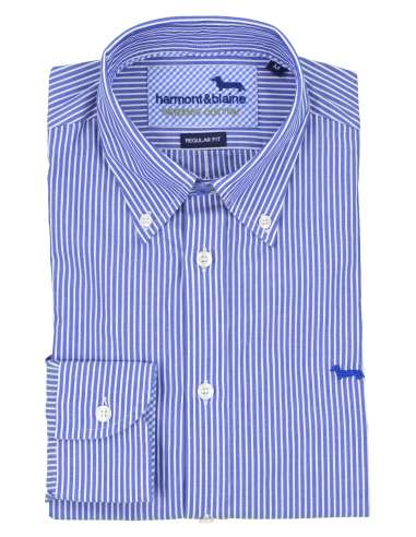 HARMONT & BLAINE man blue striped shirt REGULAR CRL012 B 011468 801