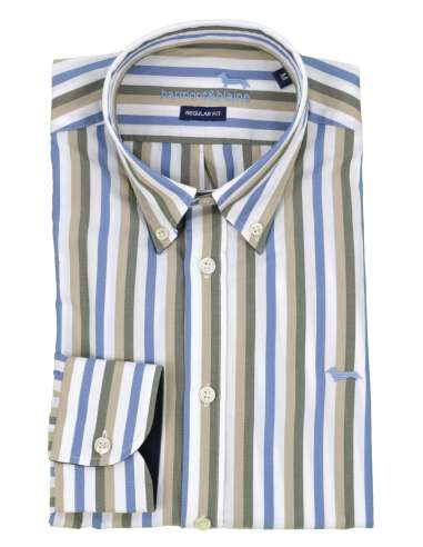 HARMONT & BLAINE uomo camicia righe verde REGULAR CRL011 B 012805 601